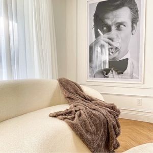 Ultra Luxe Greige Faux Fur Throw Blanket